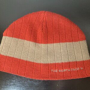 The North Face Red & Gray Knit Beanie - Embroidered Logo - Adult One Size